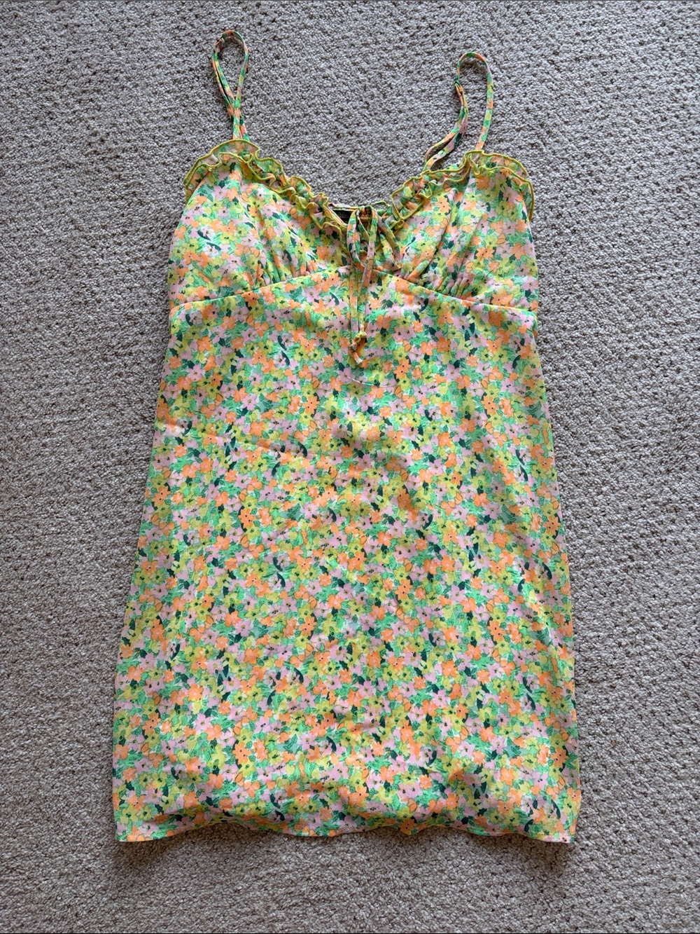 Floral Dress in Yellow, Green & Pink